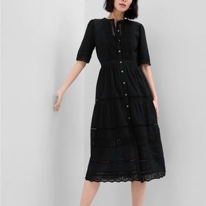 GAP Lace Button up Midi dress size M Black